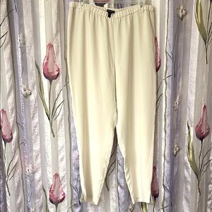 Cream Elastic Waist Pants